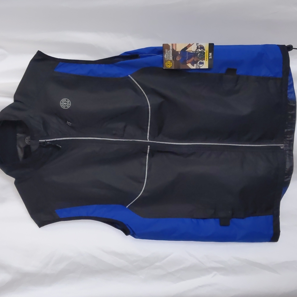 GOLDS GYM Men's Zip Outdoor Cycling Running Reflective Vest Jacket Small NWT!
